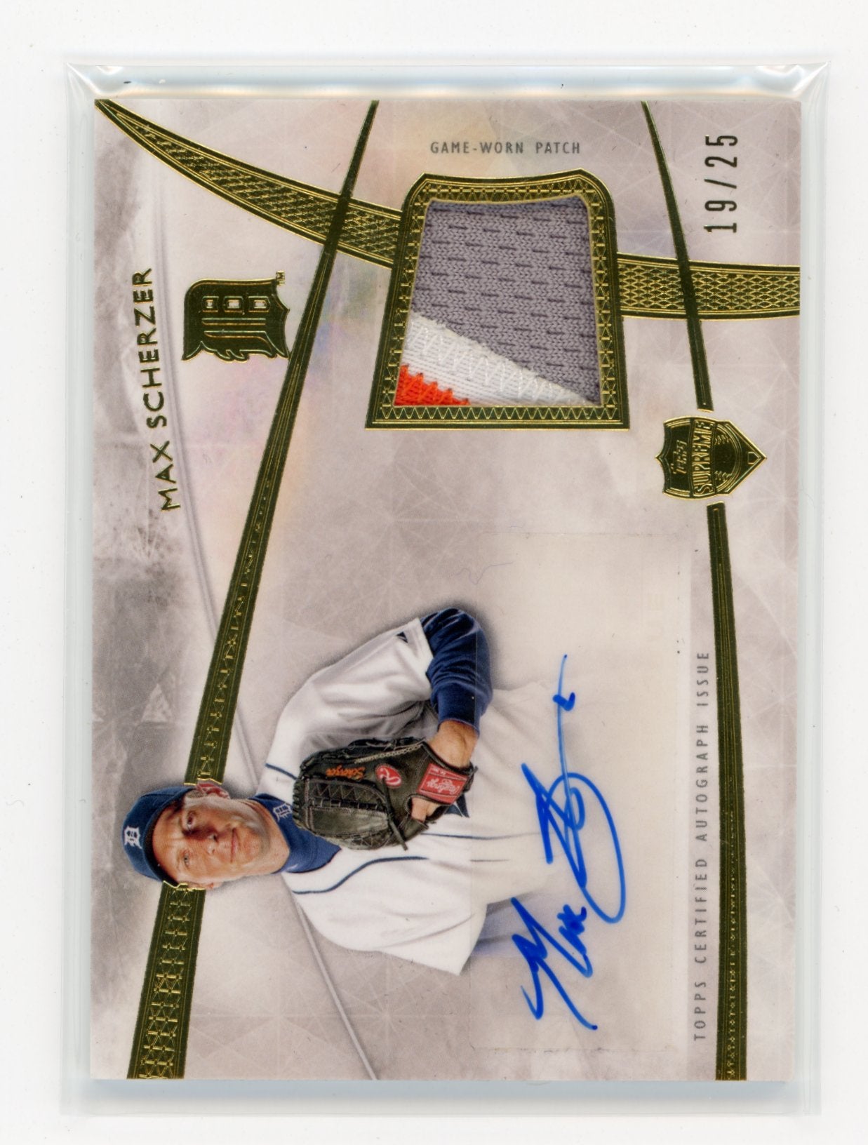 2014 Topps Supreme Max Scherzer #APR-MS Autograph Patches #/25 Detroit Tigers