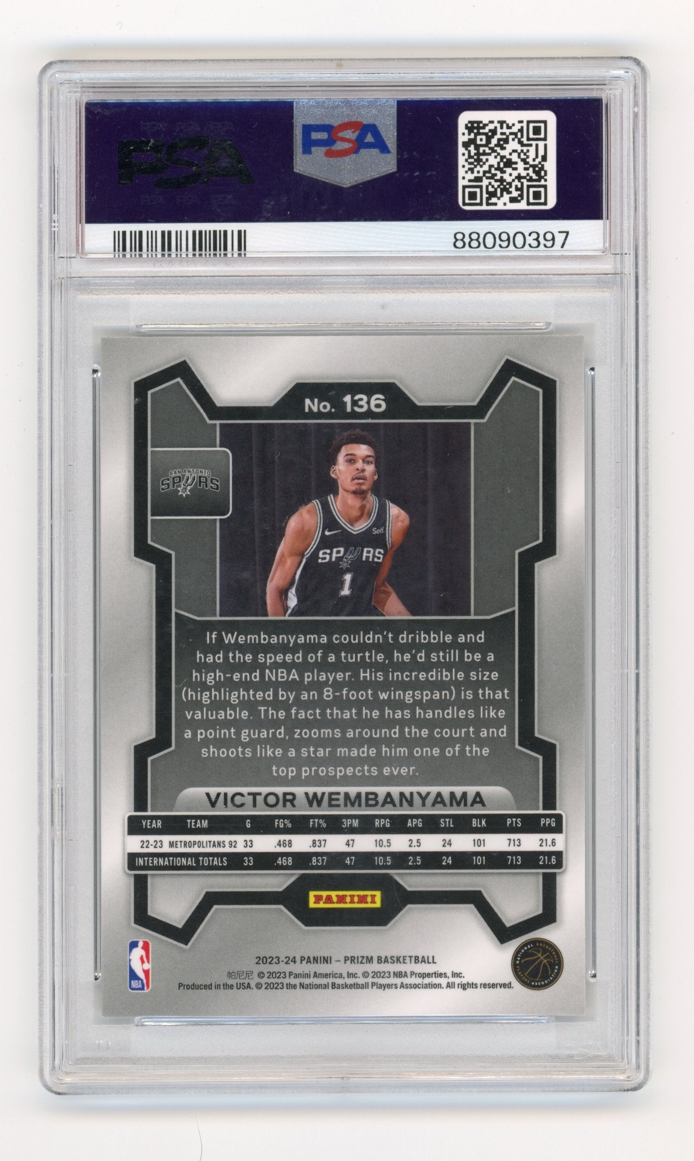 2023-24 Panini Prizm Victor Wembanyama #136 San Antonio Spurs