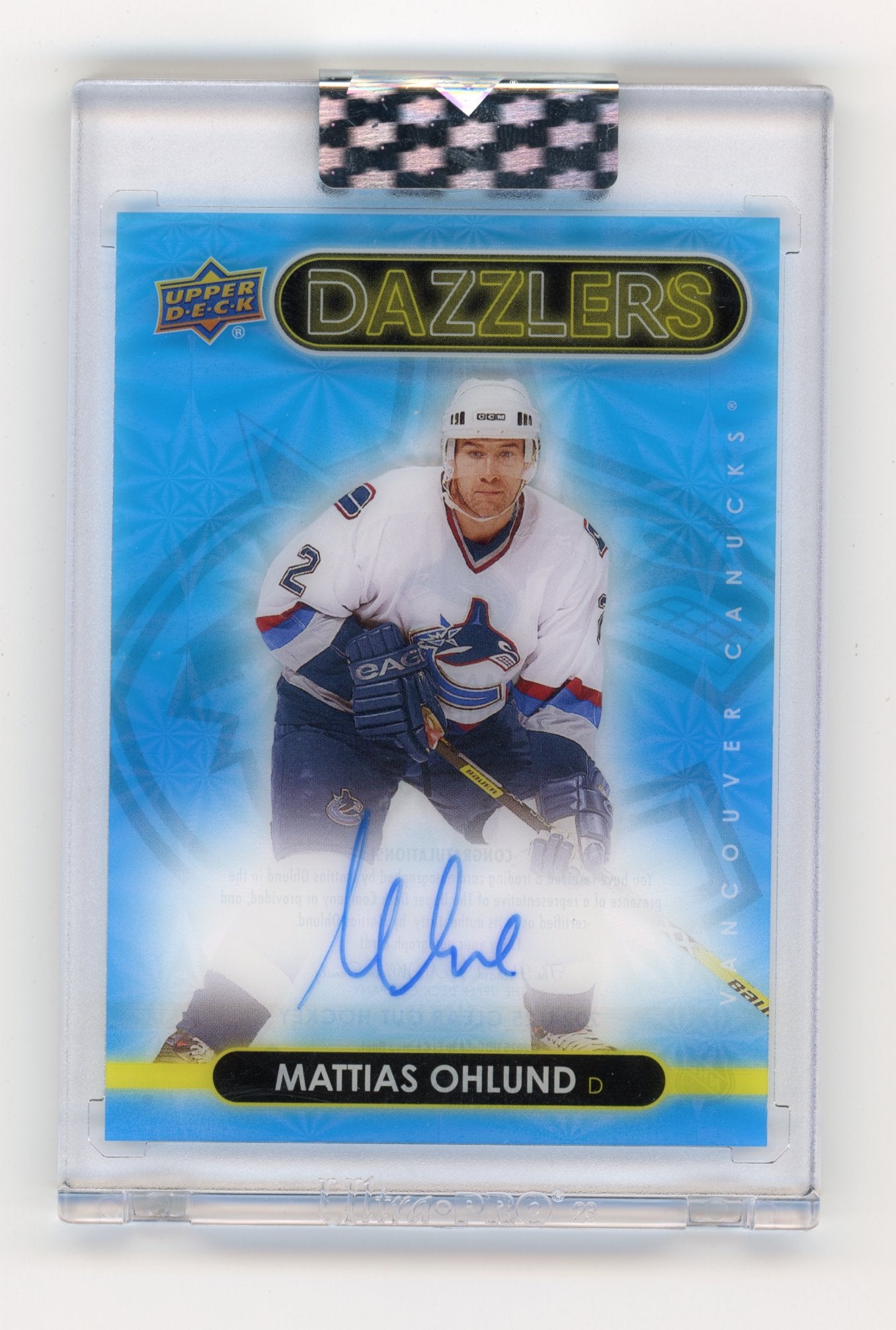 2024-25 Upper Deck Clear Cut Mattias Ohlund #DA-OH 2021-22 Upper Deck Dazzlers Vancouver Canucks