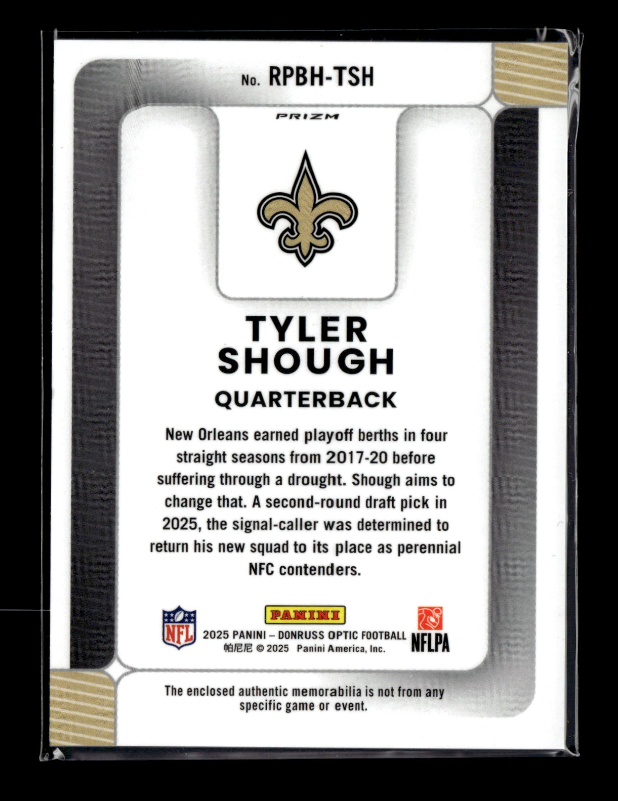 2025 Donruss Optic Tyler Shough #RPBH-TSH Rookie Phenoms Blue Hyper