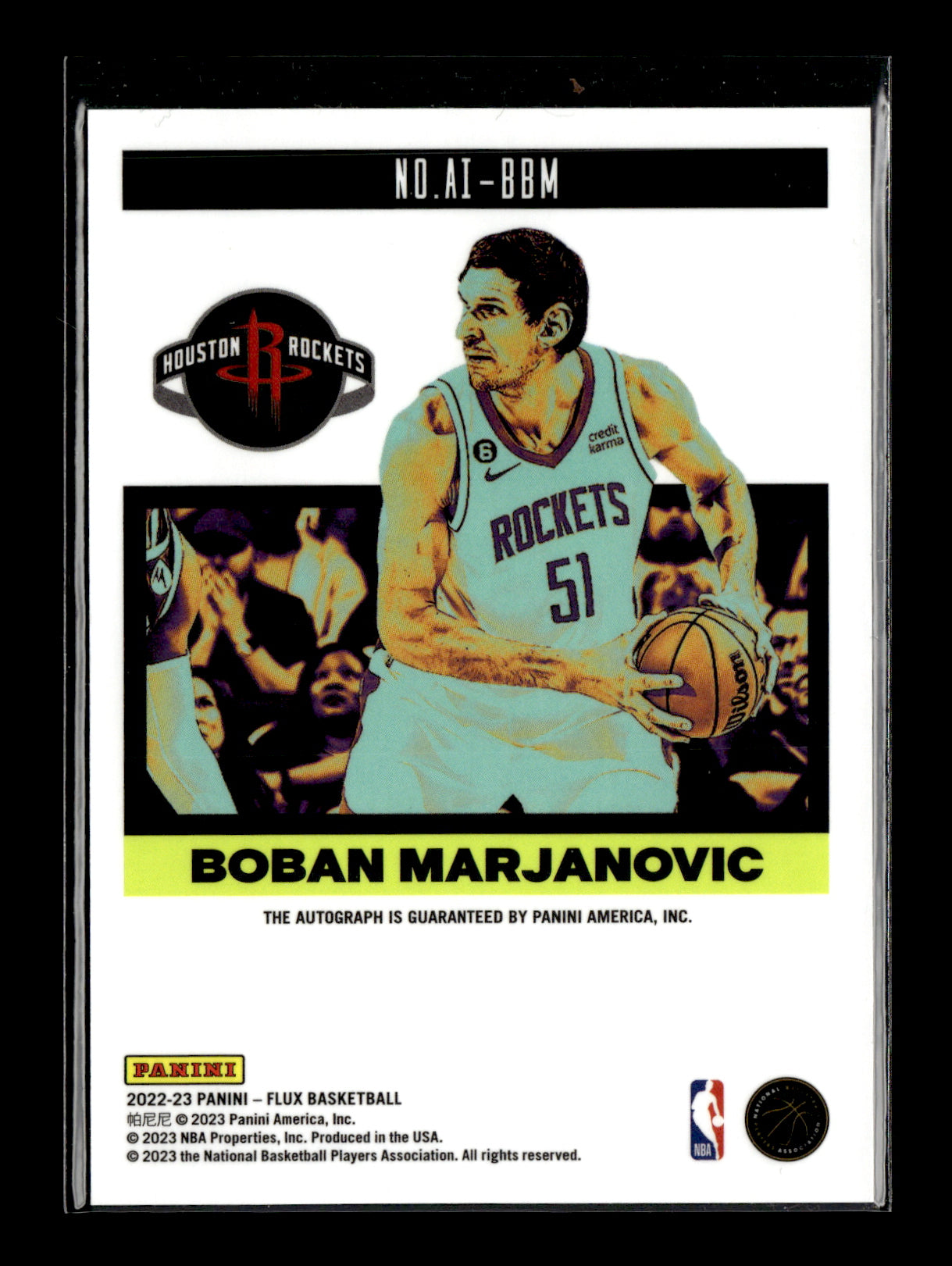 2022-23 Panini Flux Boban Marjanovic #AI-BBM Autograph Influx Houston Rockets