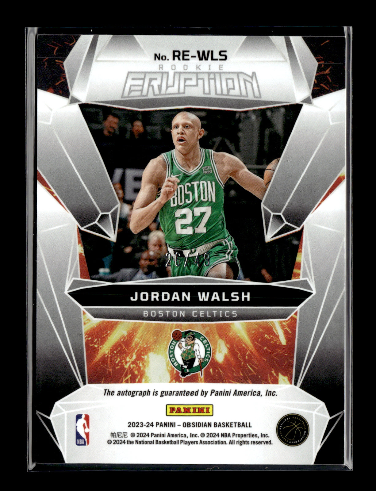 2023 Panini Obsidian Jordan Walsh Rookie Eruption Autographs Purple Flood/49