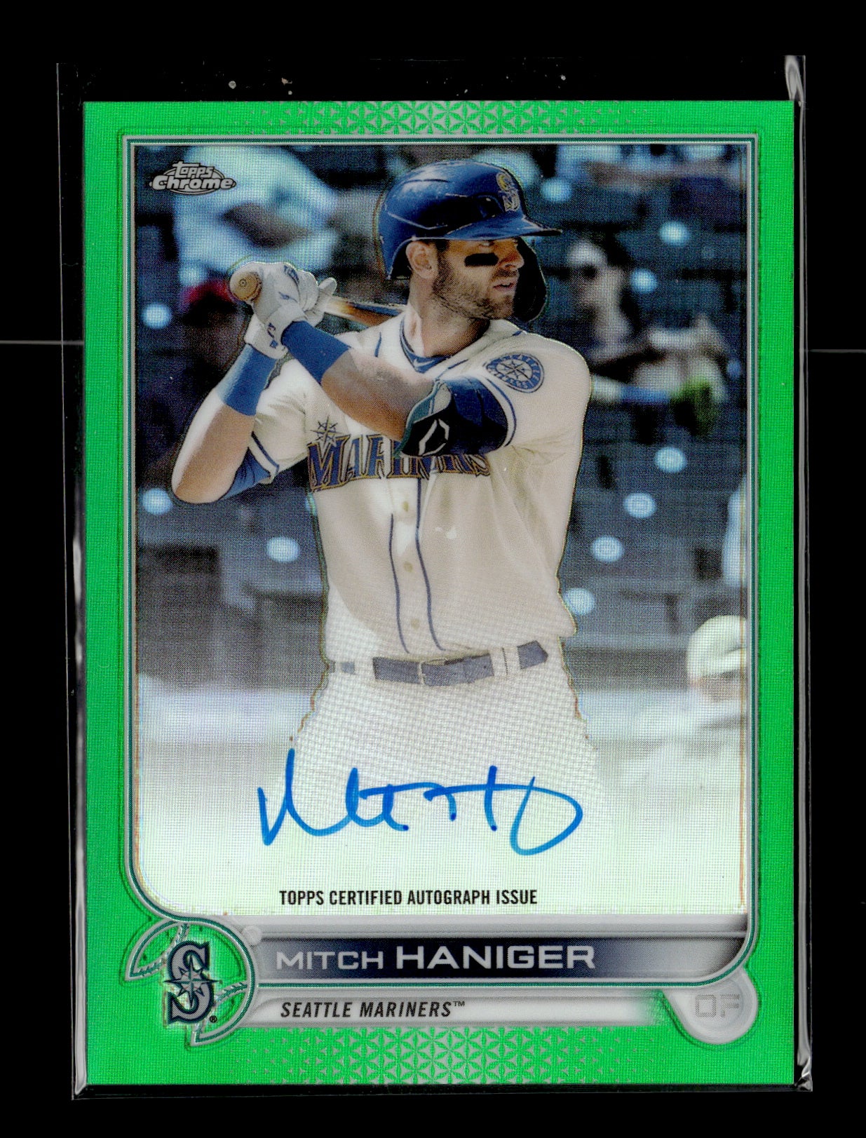 2022 Topps Chrome Mitch Haniger #CVA-MH Veteran Autographs Green Refractor #/99