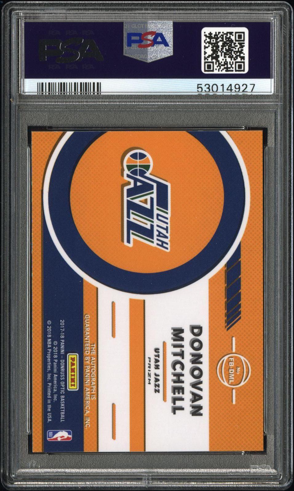 2017 Panini Donruss Optic Fast Break Signatures Donovan Mitchell #DML Fast Break Signatures PSA 10 Utah Jazz