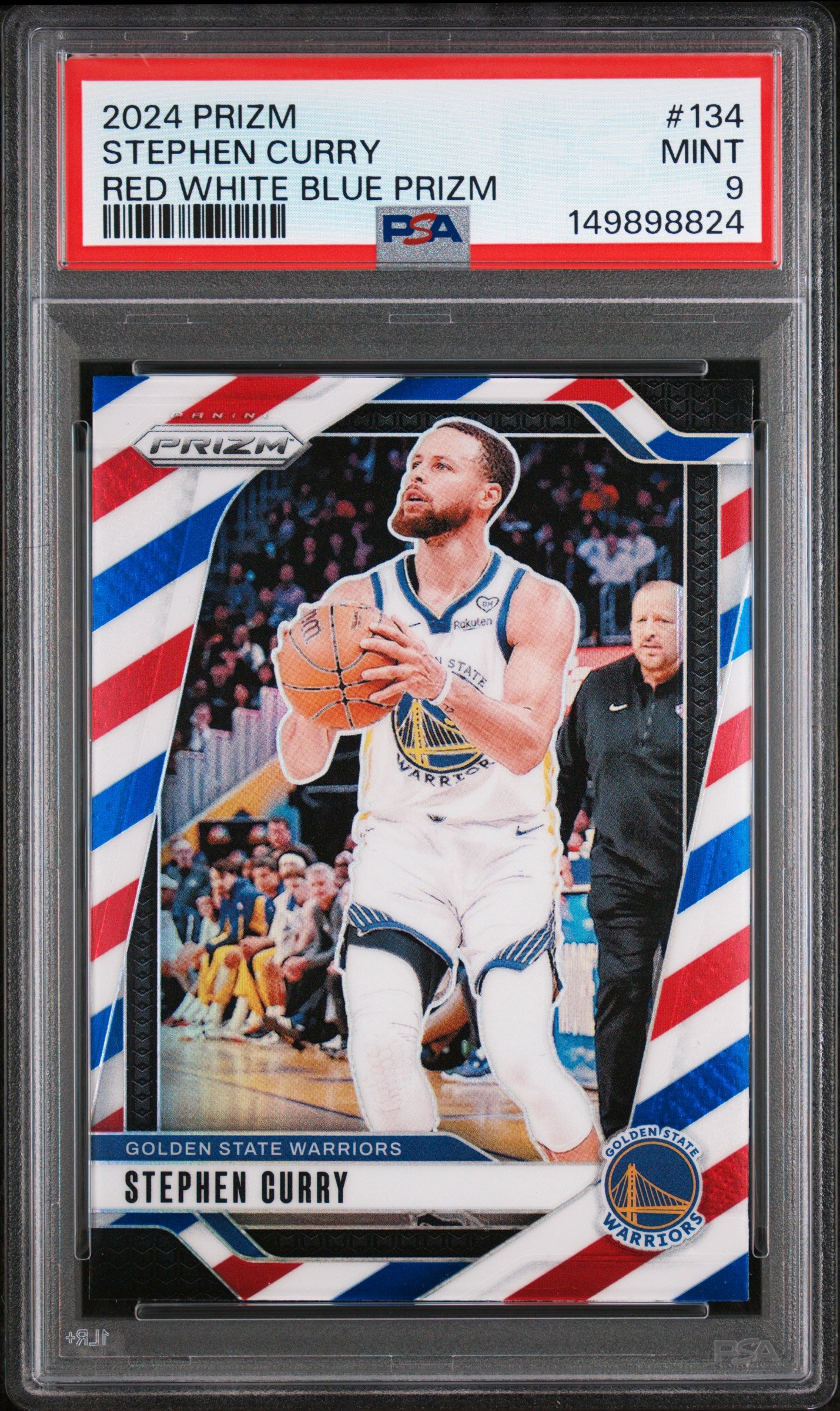 2024 Panini Prizm Stephen Curry #134 Red White Blue Prizm PSA 9 Golden Sate Warriors