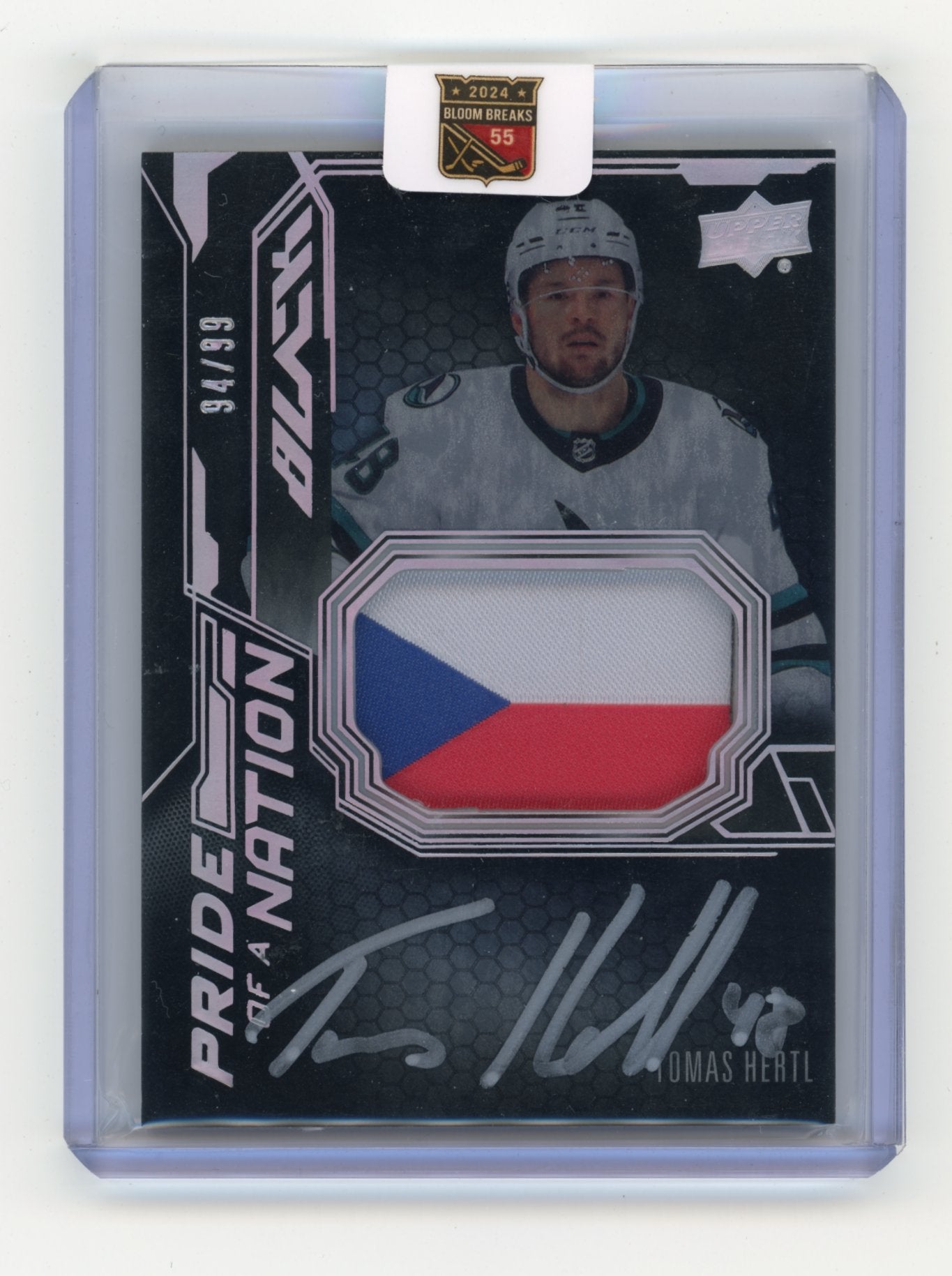 2025-26 SPx Tomas Hertl #PON-TH 2022-23 Update - UD Black Pride of a Nation Autograph Patch #/99 San Jose Sharks