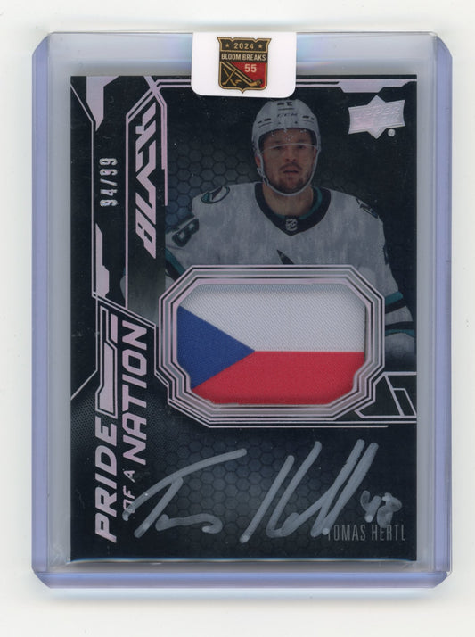 2025-26 SPx Tomas Hertl #PON-TH 2022-23 Update - UD Black Pride of a Nation Autograph Patch #/99 San Jose Sharks