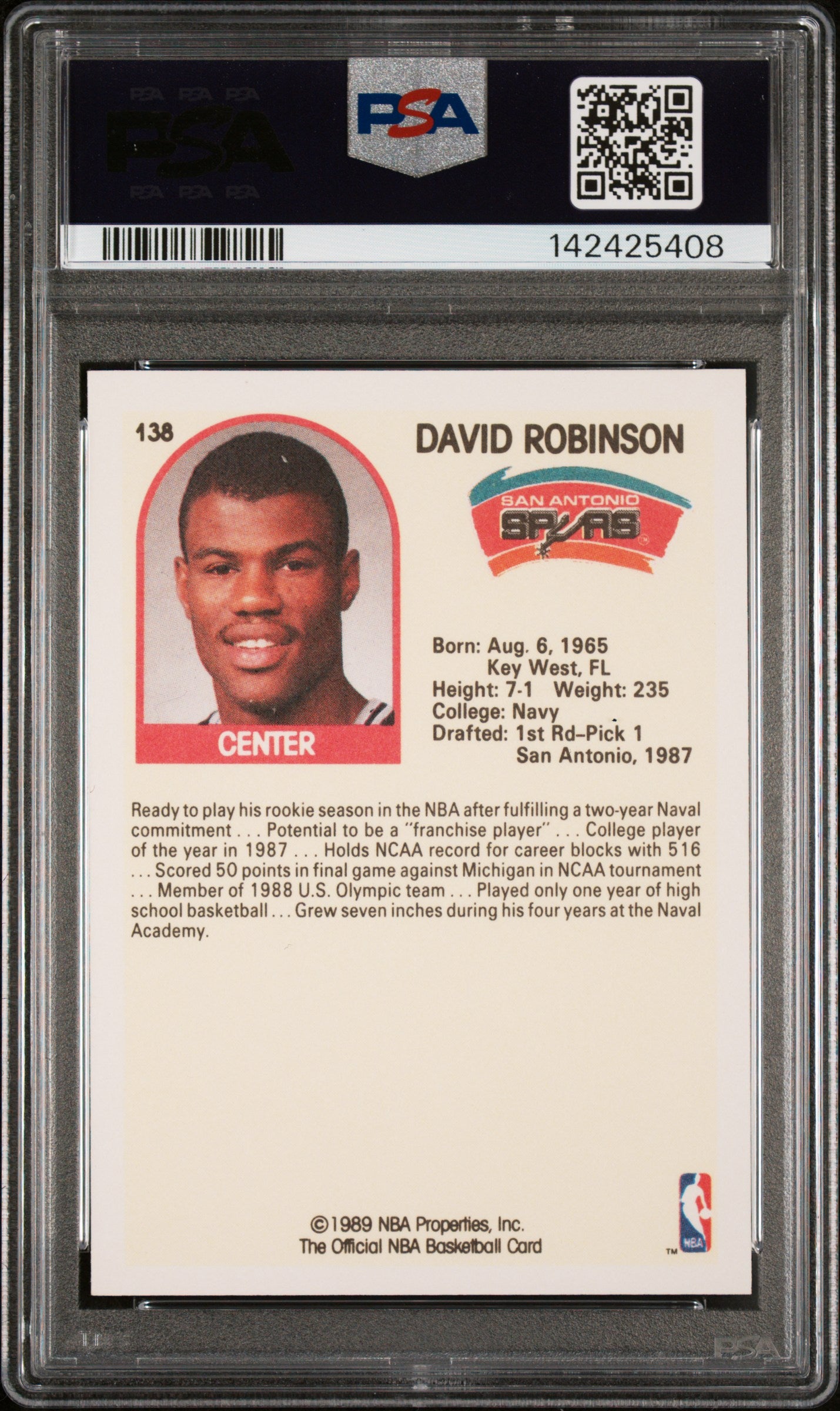 1989 Hoops David Robinson #138 PSA 10