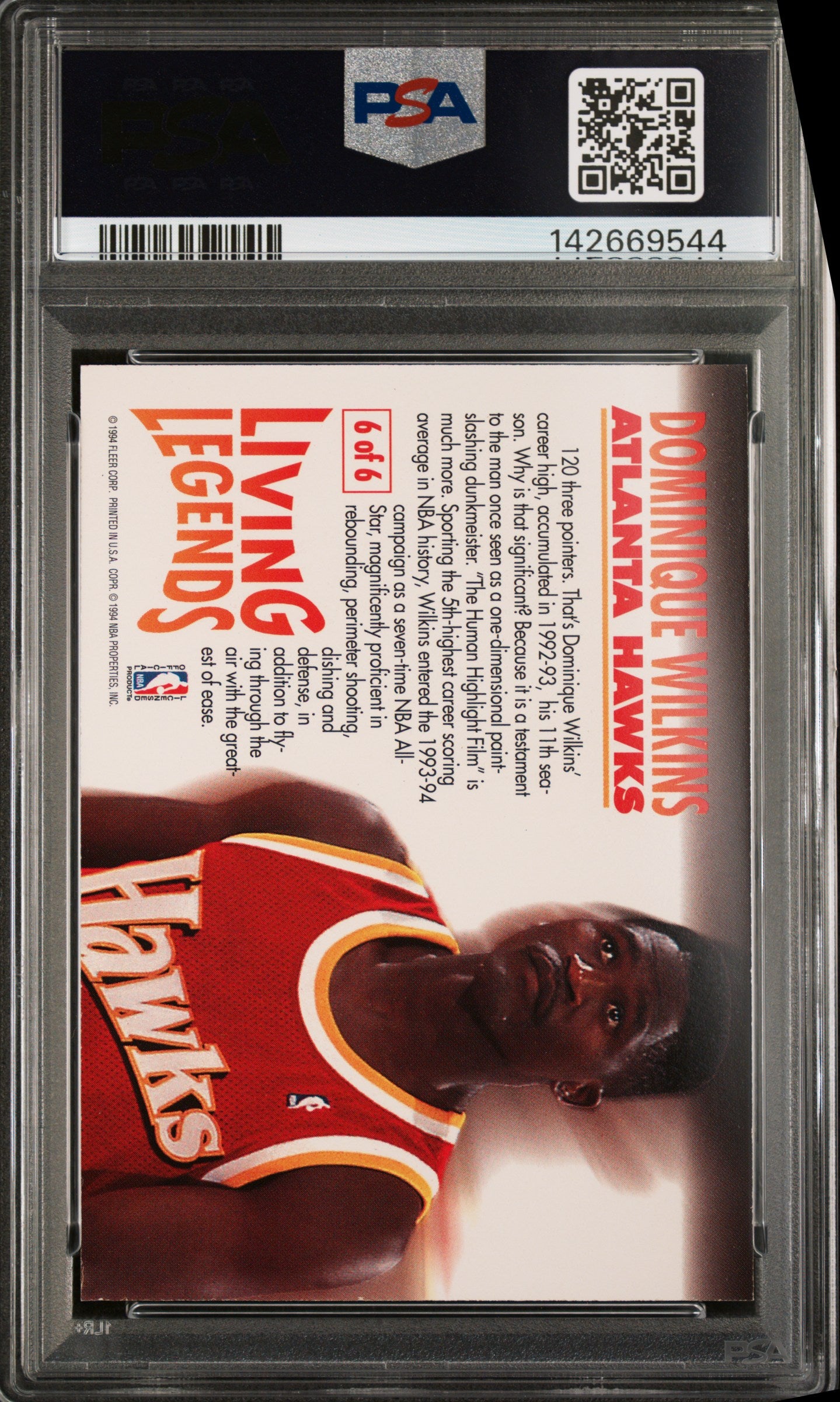 1993 Fleer Living Legends Dominique Wilkins #6 Living Legends PSA 7