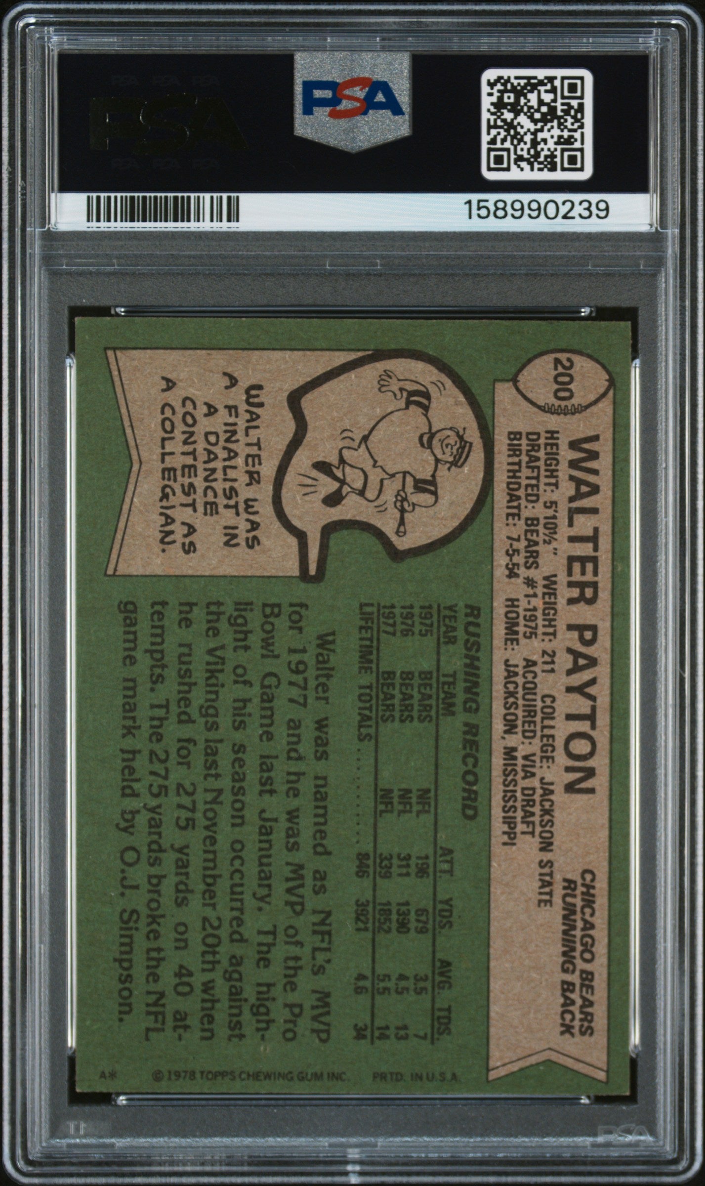 1978 Topps Walter Payton #200 All-Pro PSA 6