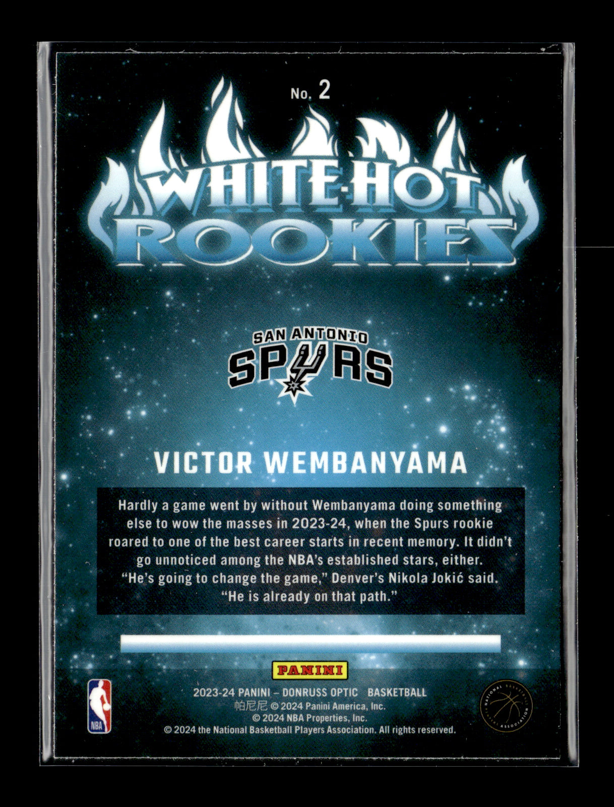 2023-24 Donruss Optic Victor Wembanyama #2 White Hot Rookies San Antonio Spurs