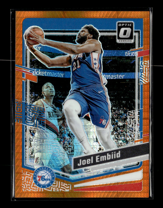 2023-24 Donruss Optic Joel Embiid #124 Hyper Orange #/99 Philadelphia 76ers