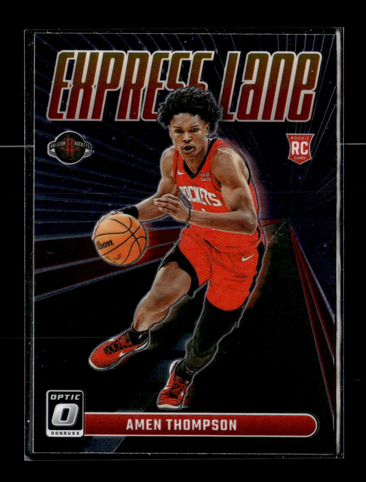 2023-24 Donruss Optic Amen Thompson #2 Express Lane Purple Houston Rockets