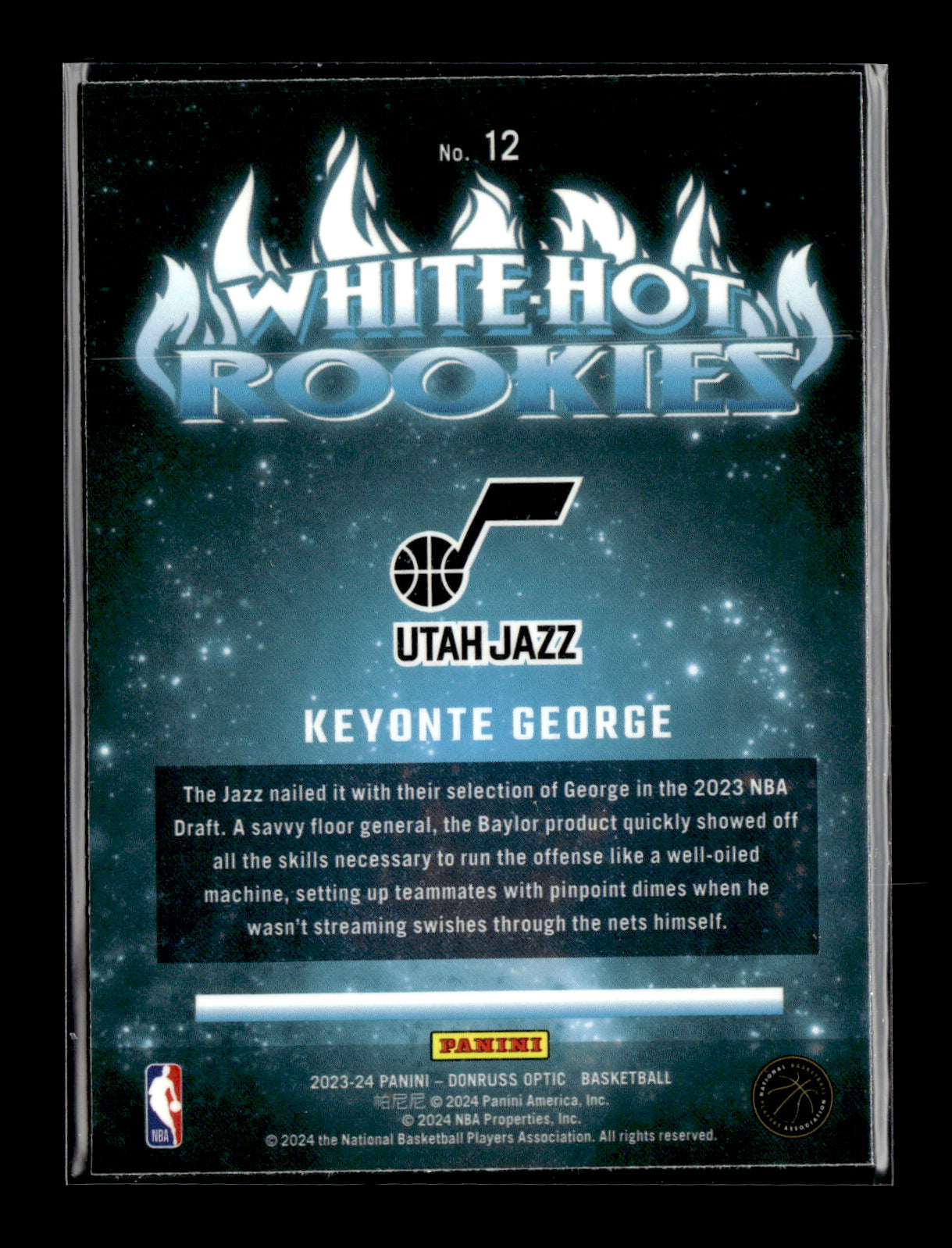 2023-24 Donruss Optic Keyonte George #12 White Hot Rookies Utah Jazz