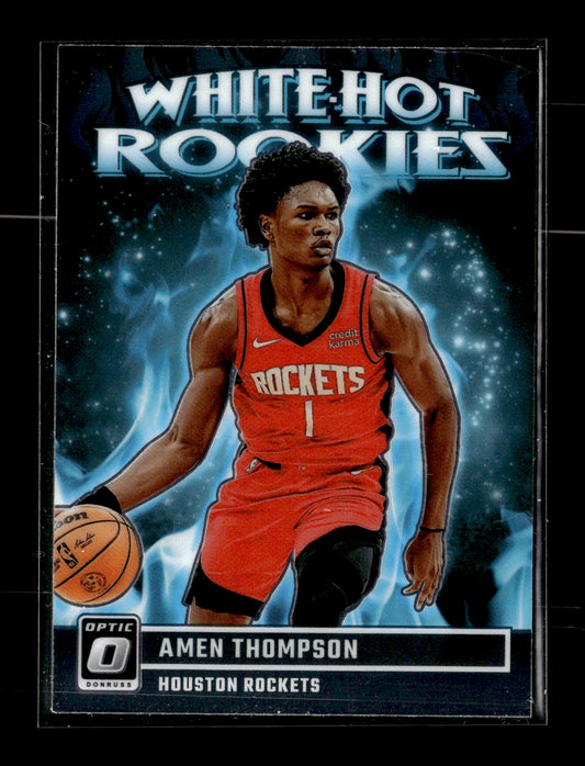 2023-24 Donruss Optic Amen Thompson #9 White Hot Rookies Houston Rockets