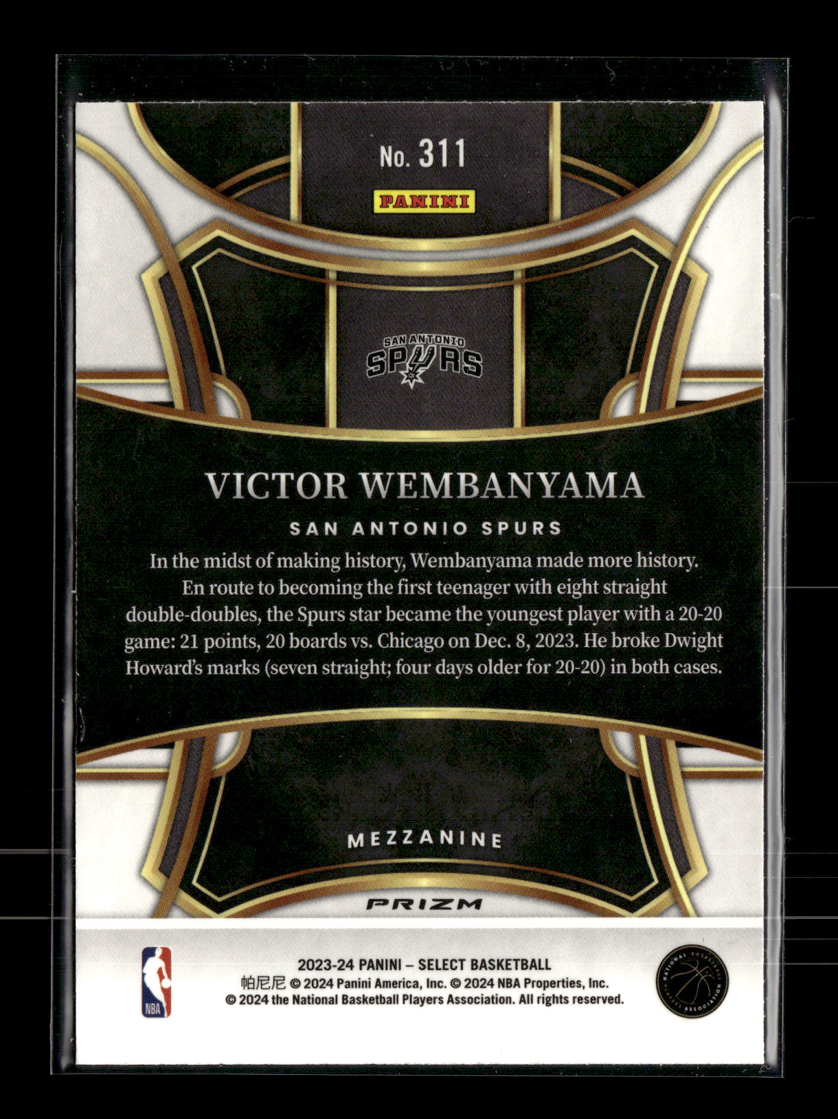2023-24 Panini Select Victor Wembanyama #311 Blue Prizms San Antonio Spurs