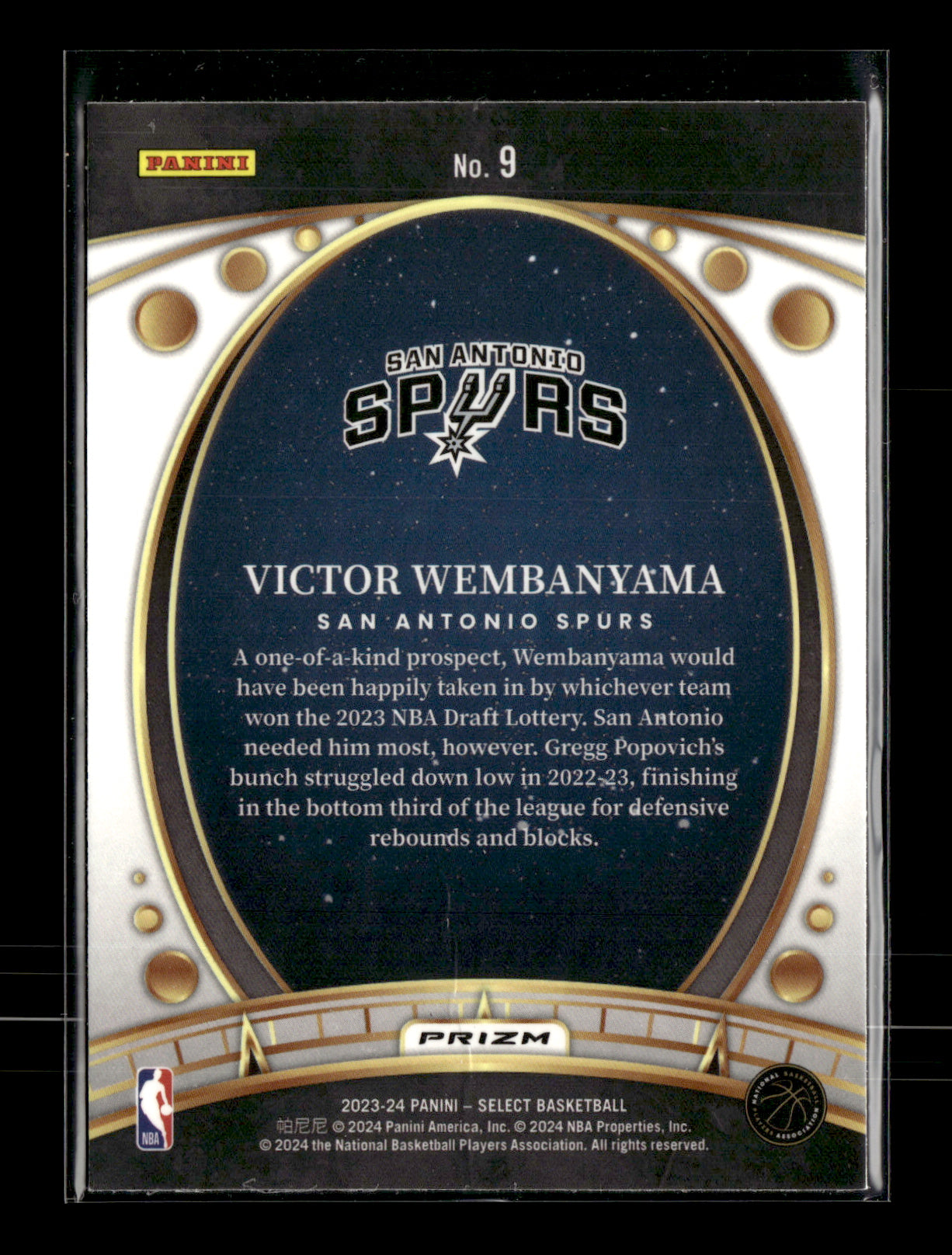 2023-24 Panini Select Victor Wembanyama #9 Lodestars Silver Prizms San Antonio Spurs