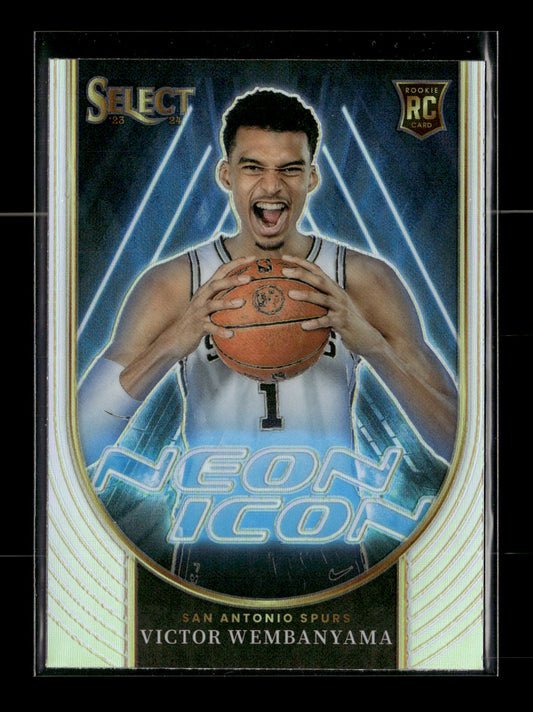 2023-24 Panini Select Victor Wembanyama #13 Neon Icon Silver Prizms San Antonio Spurs