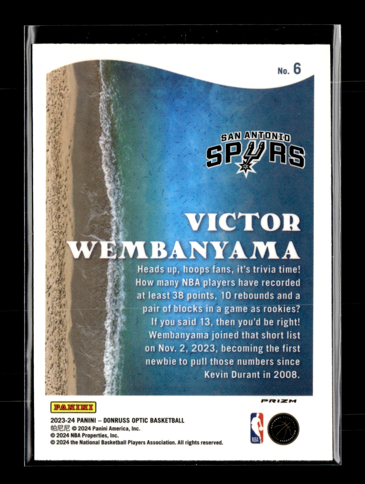 2023-24 Donruss Optic Victor Wembanyama #6 Splash Purple San Antonio Spurs