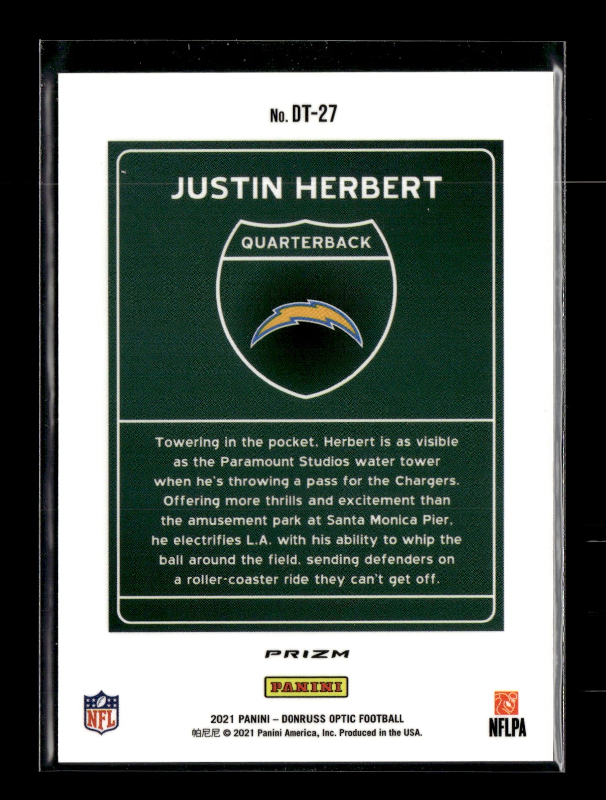 2021 Donruss Optic Justin Herbert #DT-27 Downtown! Los Angeles Chargers