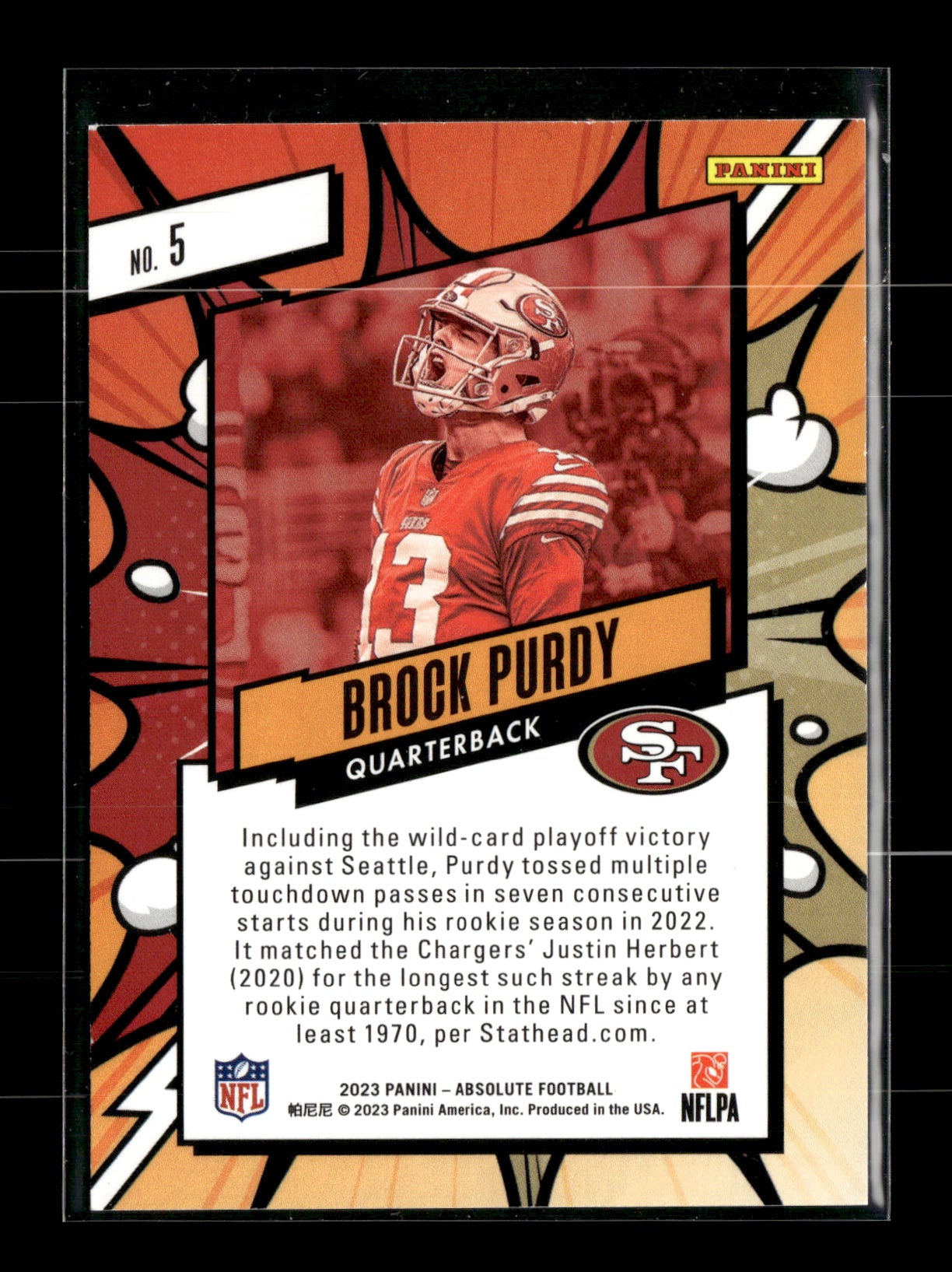 2023 Panini Absolute Brock Purdy #5 Explosive San Francisco 49ers