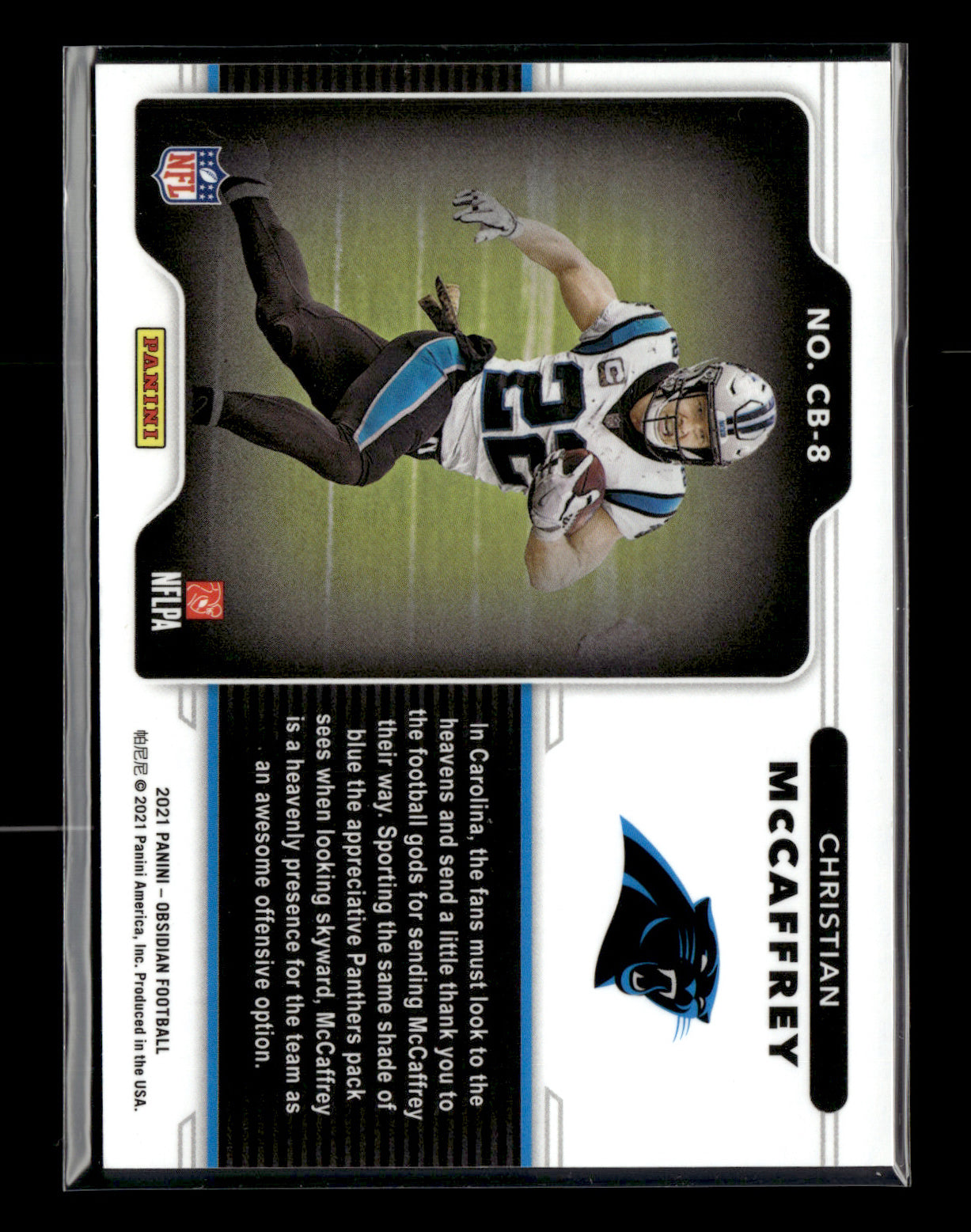 2021 Panini Obsidian Christian McCaffrey #CB-8 Color Blast Black Carolina Panthers