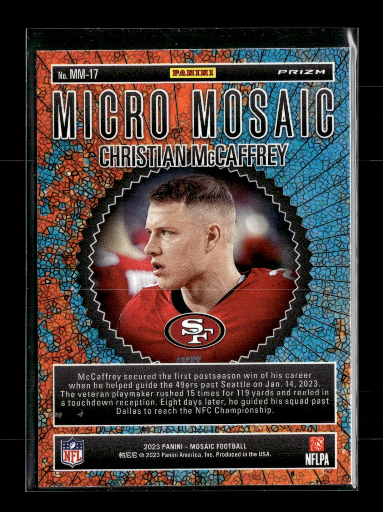 2023 Panini Mosaic Christian McCaffrey #MM-17 Micro Mosaic San Francisco 49ers