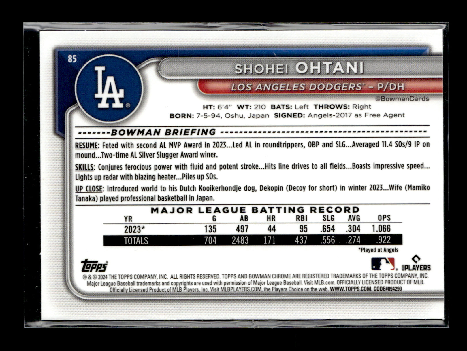 2024 Bowman Chrome Shohei Ohtani #85 Mojo Refractors Los Angeles Dodgers