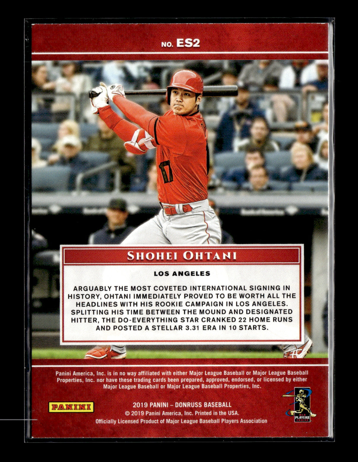 2019 Donruss Shohei Ohtani #ES2 Elite Series Diamond Los Angeles Angels