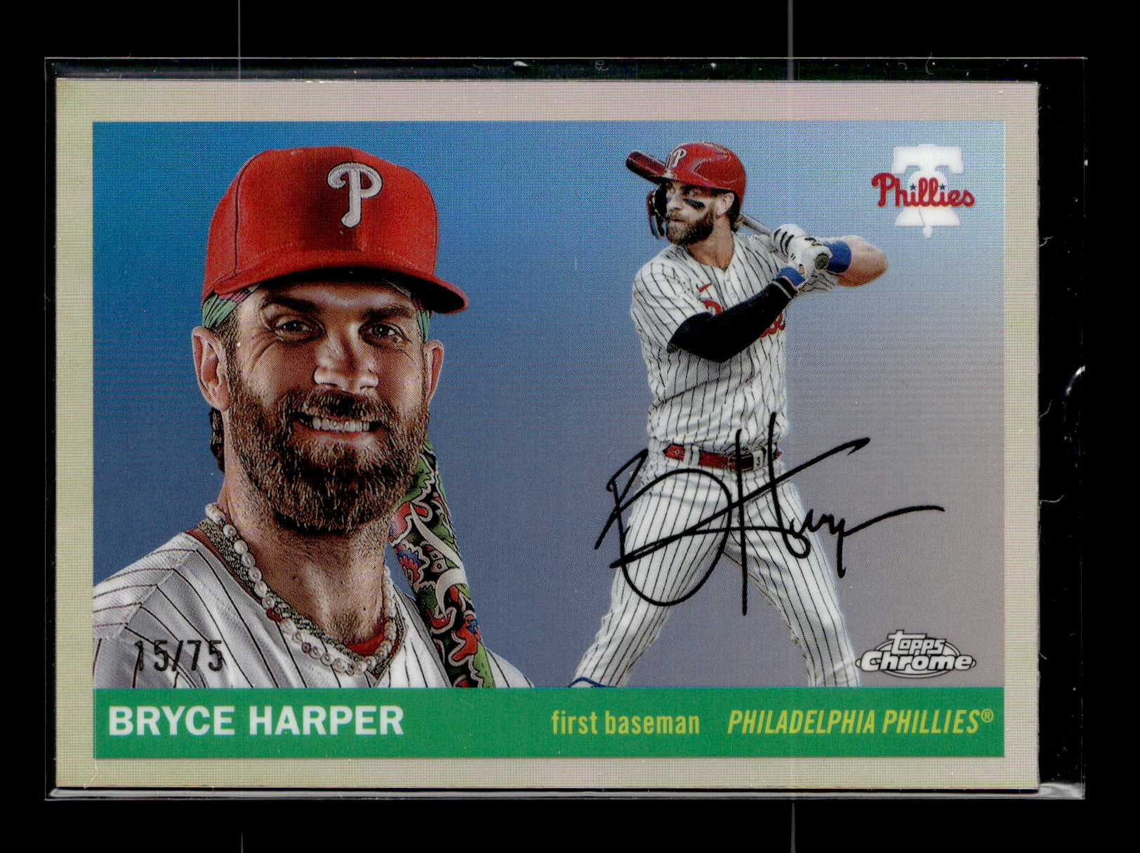 2025 Topps Chrome Platinum Bryce Harper #135 Rose Gold Refractors #/75 Philadelphia Phillies