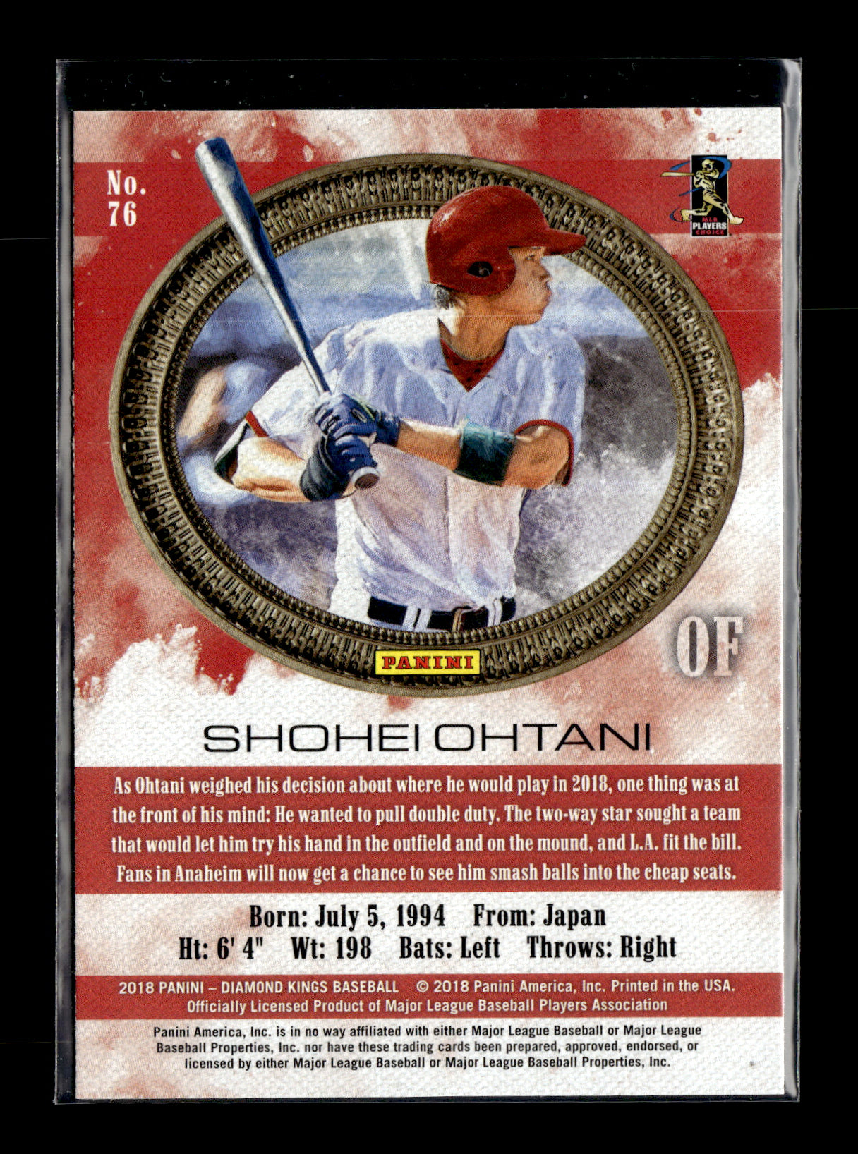 2018 Panini Diamond Kings Shohei Ohtani #76 Los Angeles Angels
