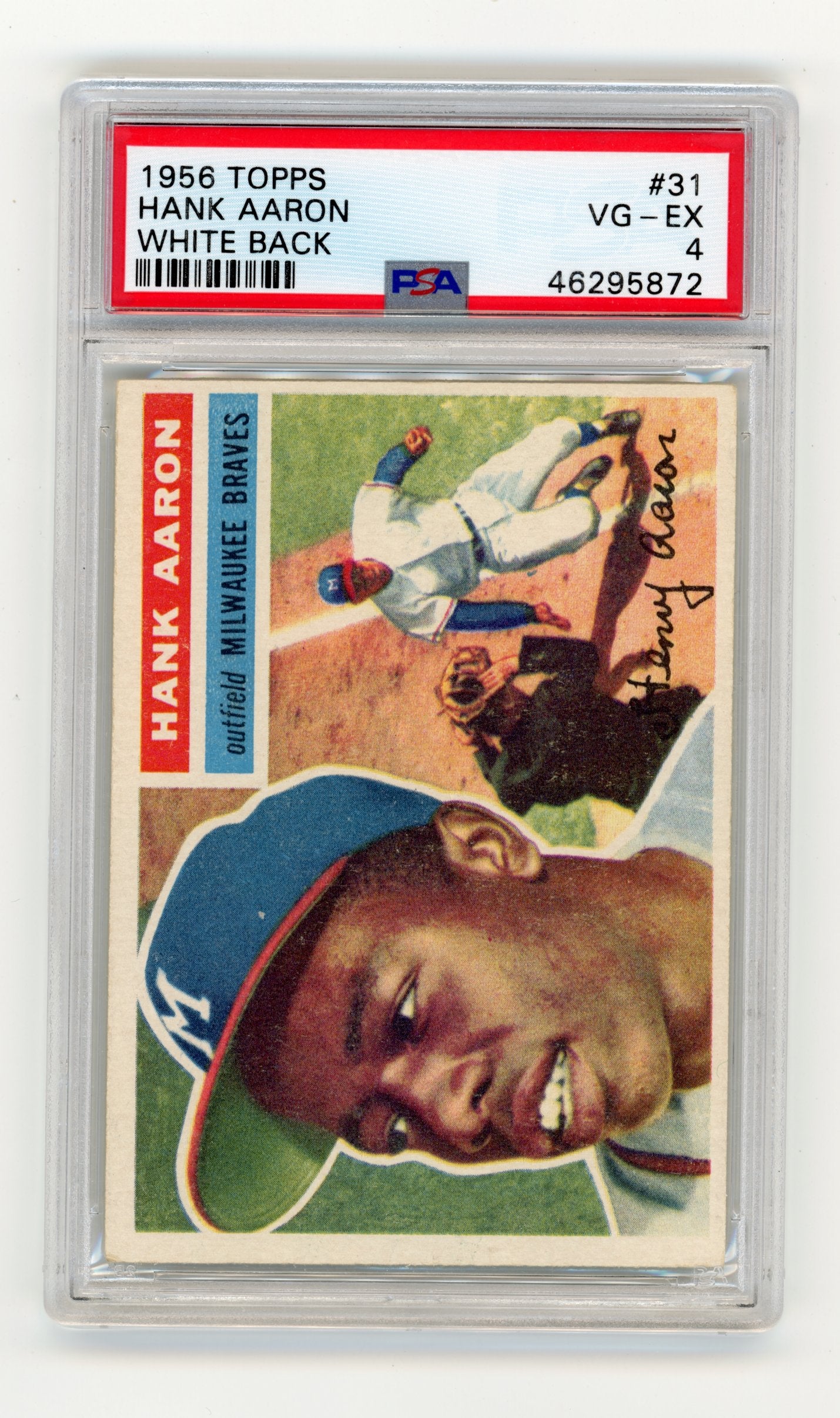 1956 Topps Hank Aaron #31 White Back PSA 4