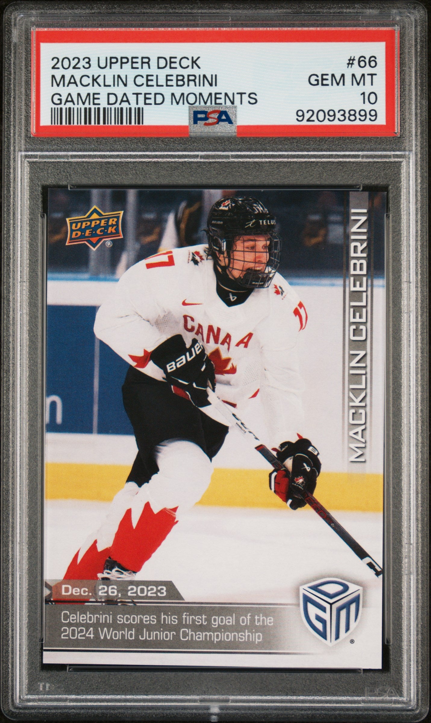 2023 Upper Deck Game Dated Moments Macklin Celebrini #66 PSA 10 Canada