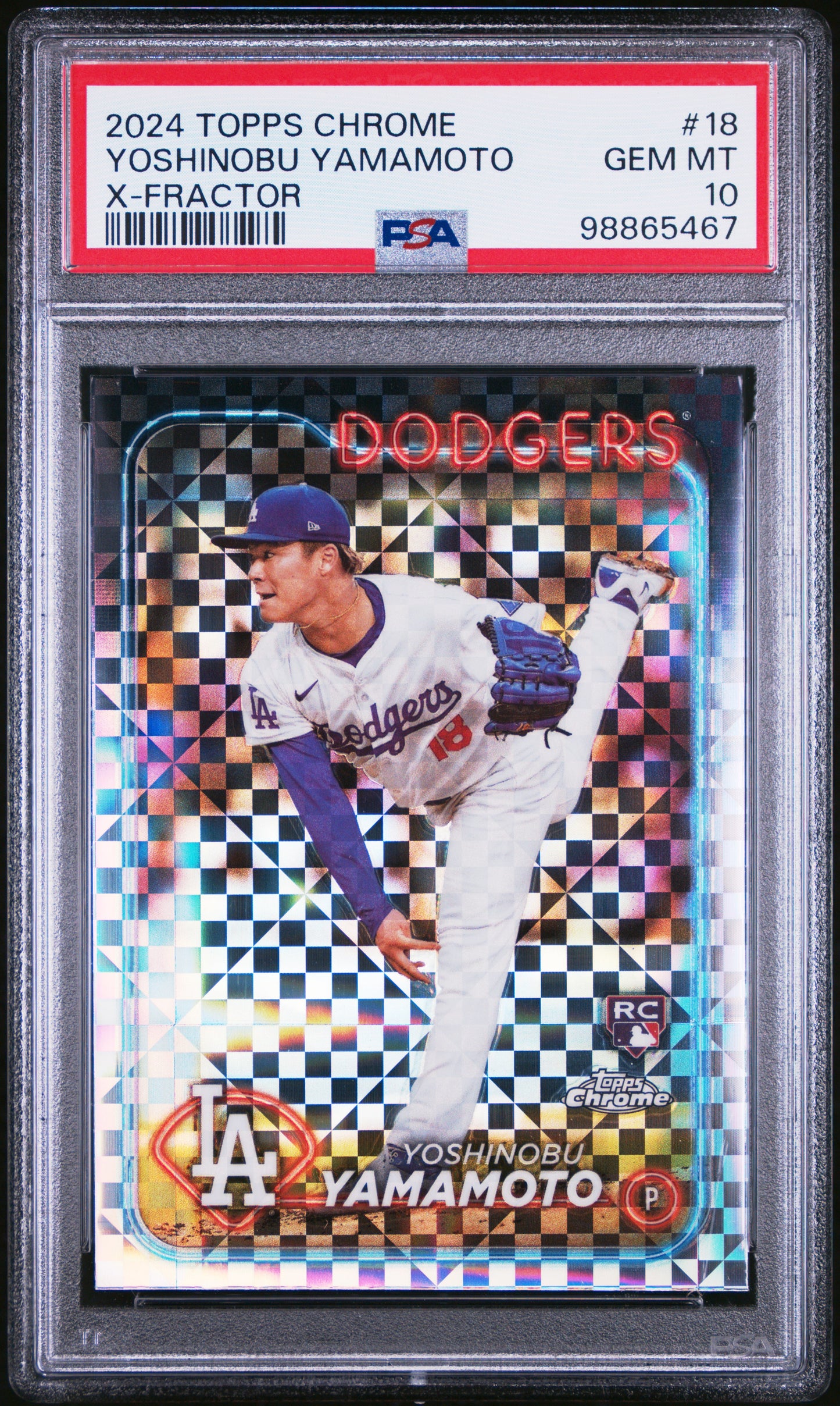 2024 Topps Chrome Yoshinobu Yamamoto #18 X-Fractor PSA 10