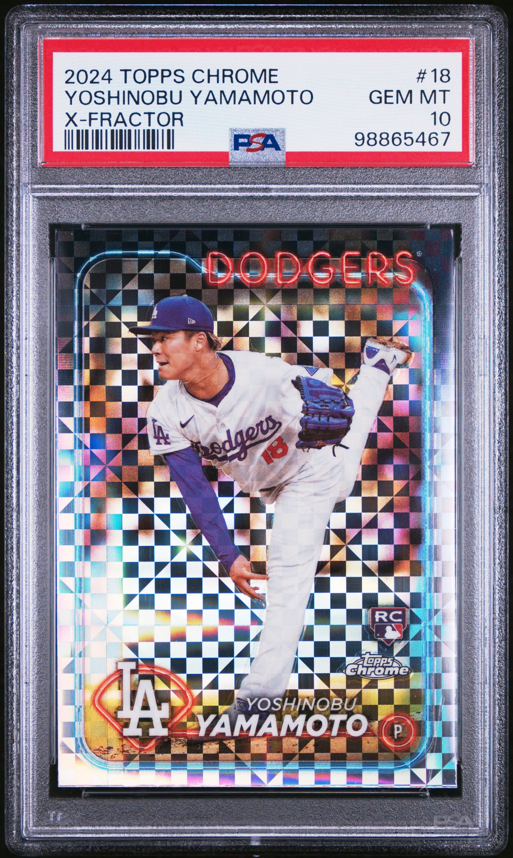 2024 Topps Chrome Yoshinobu Yamamoto #18 X-Fractor PSA 10