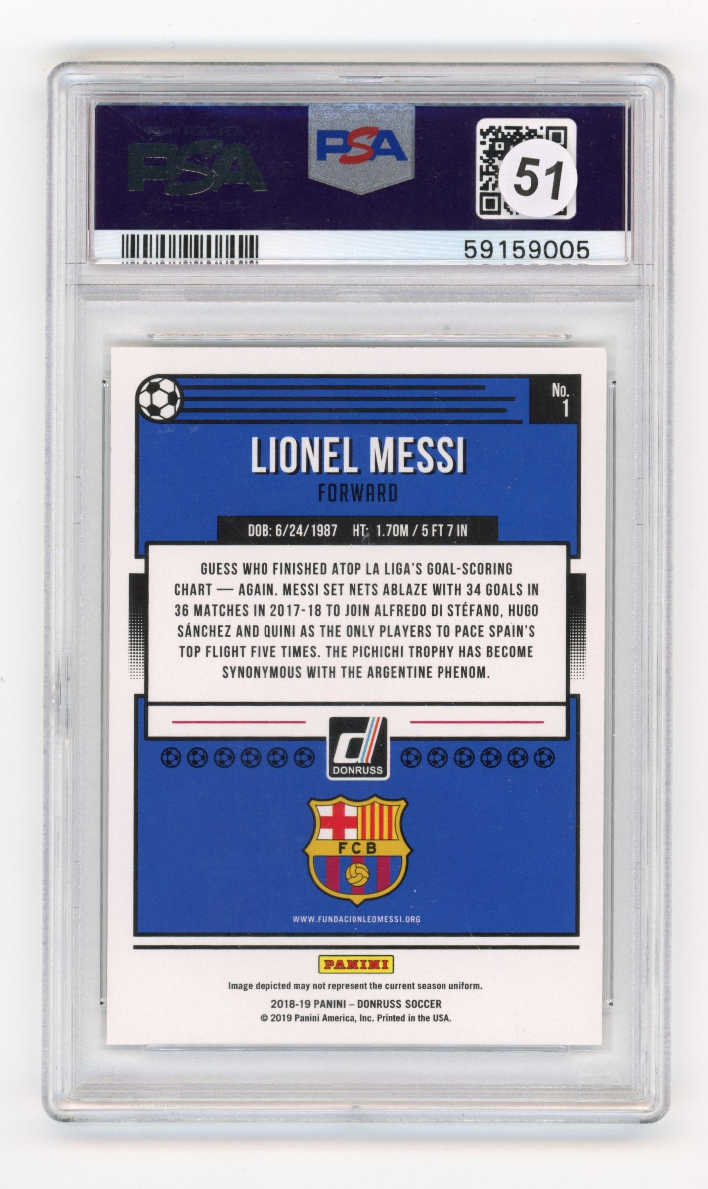 2018 Panini Donruss Lionel Messi #1 PSA 10
