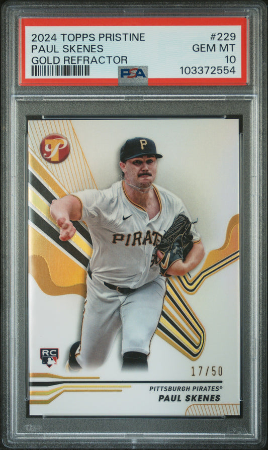 2024 Topps Pristine Paul Skenes #229 Gold Refractors #/50 PSA 10 Pittsburgh Pirates
