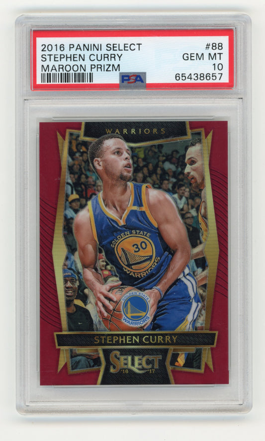 2016 Panini Select Stephen Curry #88 Maroon Prizm PSA 10