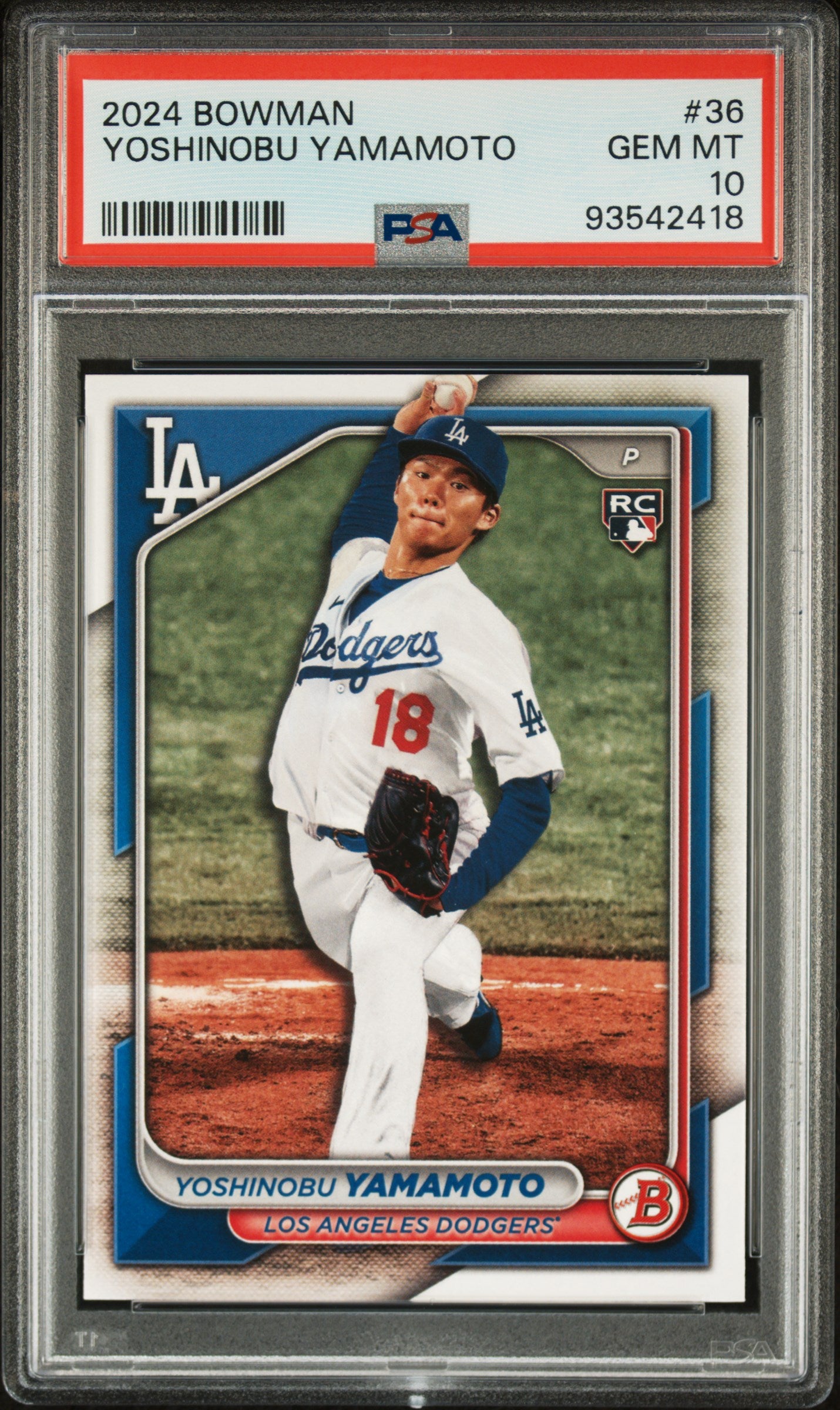2024 Bowman Yoshinobu Yamamoto #36 PSA 10 Los Angeles Dodgers