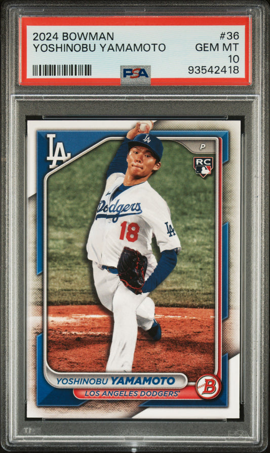 2024 Bowman Yoshinobu Yamamoto #36 PSA 10 Los Angeles Dodgers