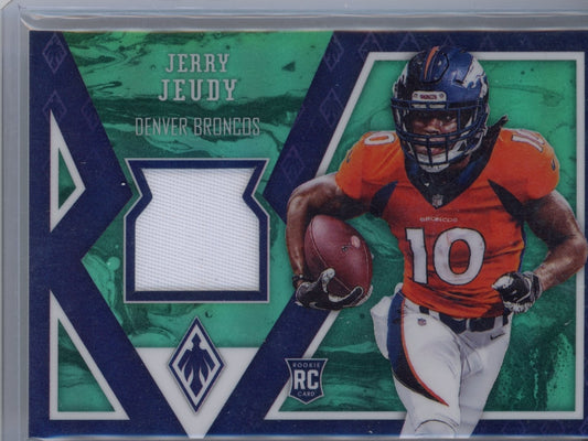 2020 Panini Phoenix Jerry Jeudy #PF-JJ Phoenix Fabrics Green #/25 Denver Broncos