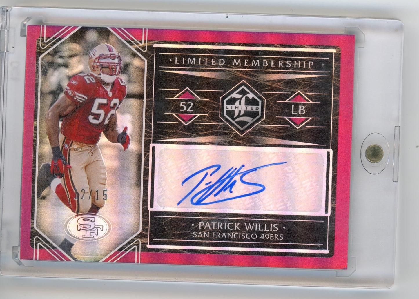 2020 Panini Limited Patrick Willis #LM-PW Limited Membership Ruby Spotlight #/15 San Francisco 49ers