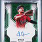 2025 Topps Tier One Steven Kwan #PPA-SK Prime Performers Autographs Green Foil PSA 7 Cleveland Guardians