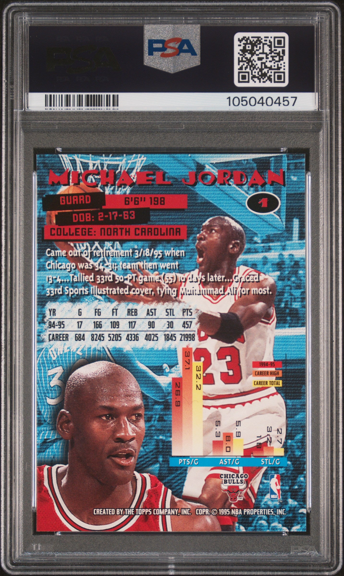 1995-96 Stadium Club Michael Jordan #1 PSA 6 Chicago Bulls