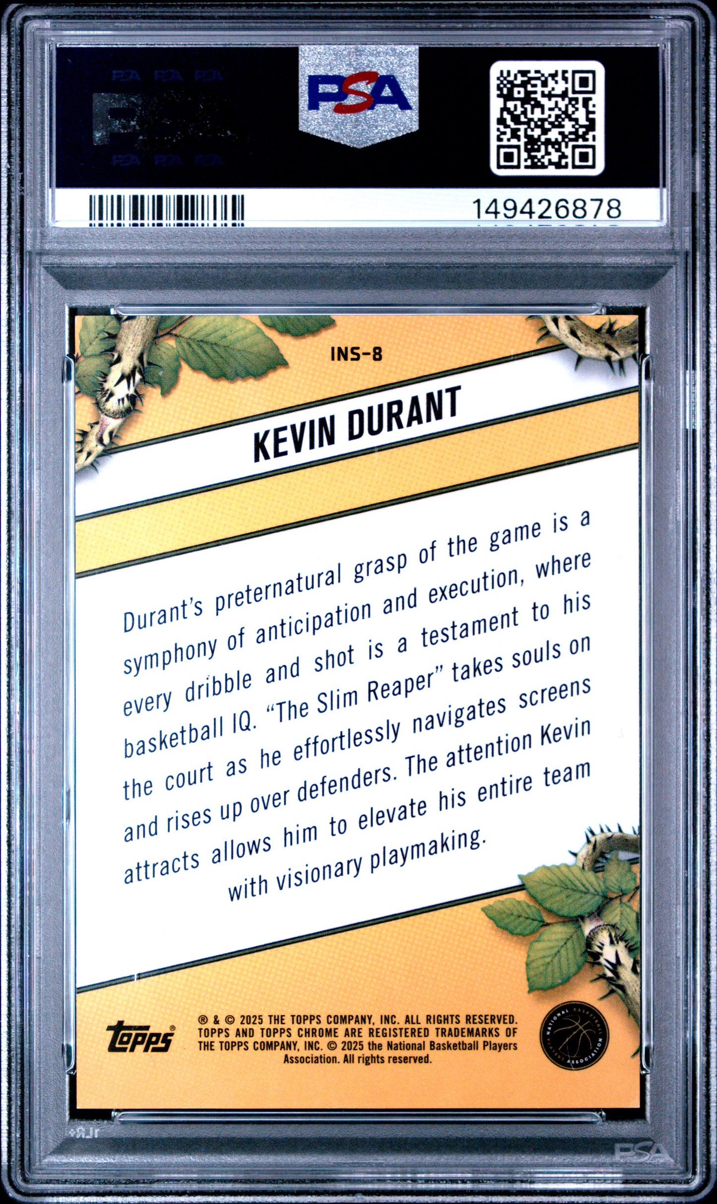 2024-25 Topps Chrome Kevin Durant #INS-8 Instinct Gold Refractor #/50 PSA 9 Phoenix Suns