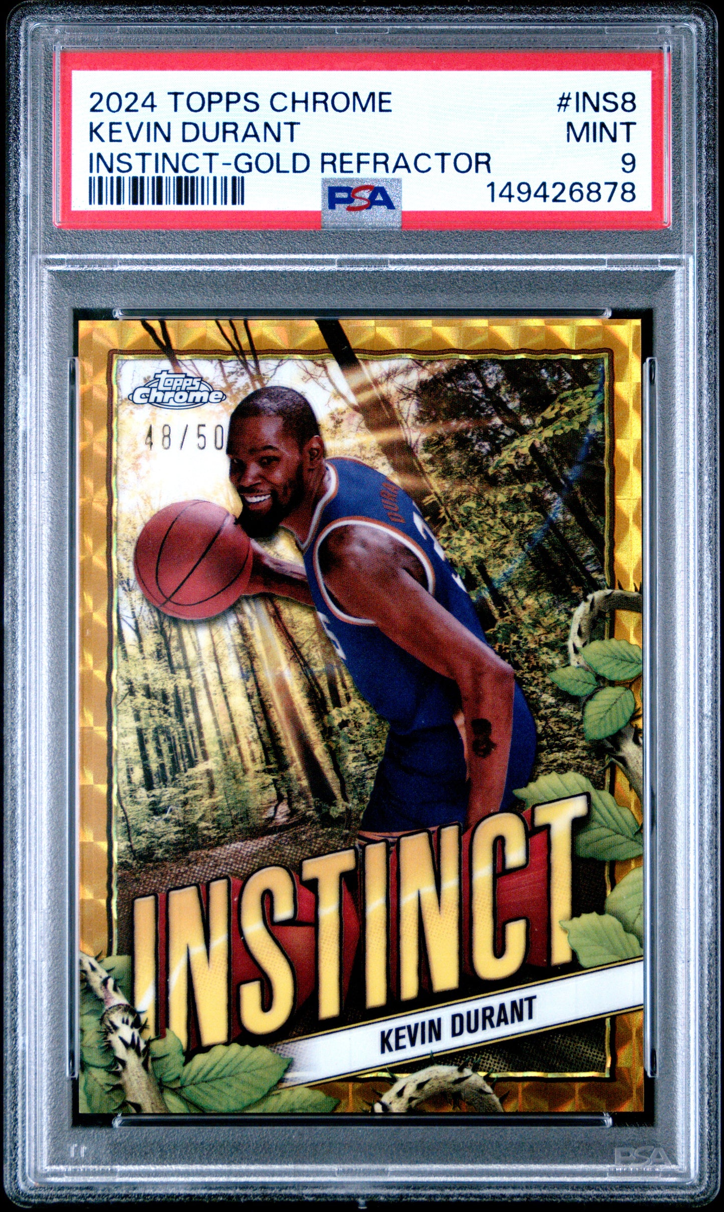 2024-25 Topps Chrome Kevin Durant #INS-8 Instinct Gold Refractor #/50 PSA 9 Phoenix Suns
