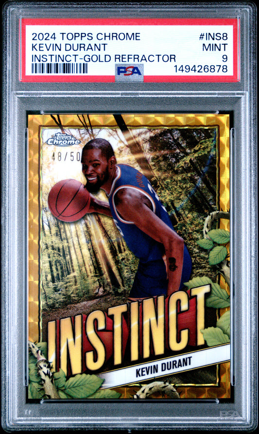 2024-25 Topps Chrome Kevin Durant #INS-8 Instinct Gold Refractor #/50 PSA 9 Phoenix Suns