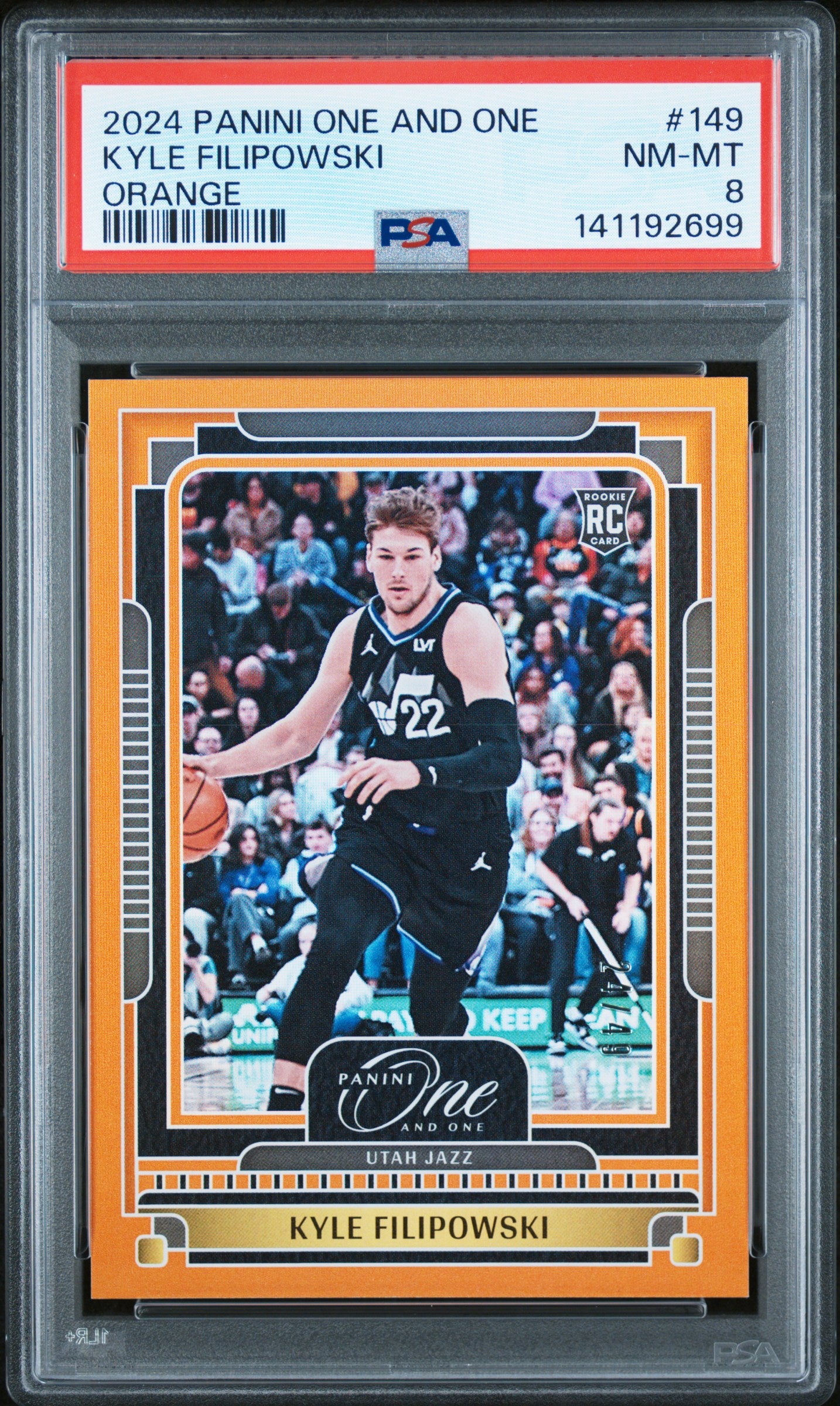 2024-25 Panini One and One Kyle Filipowski #149 Orange #/49 PSA 8 Utah Jazz