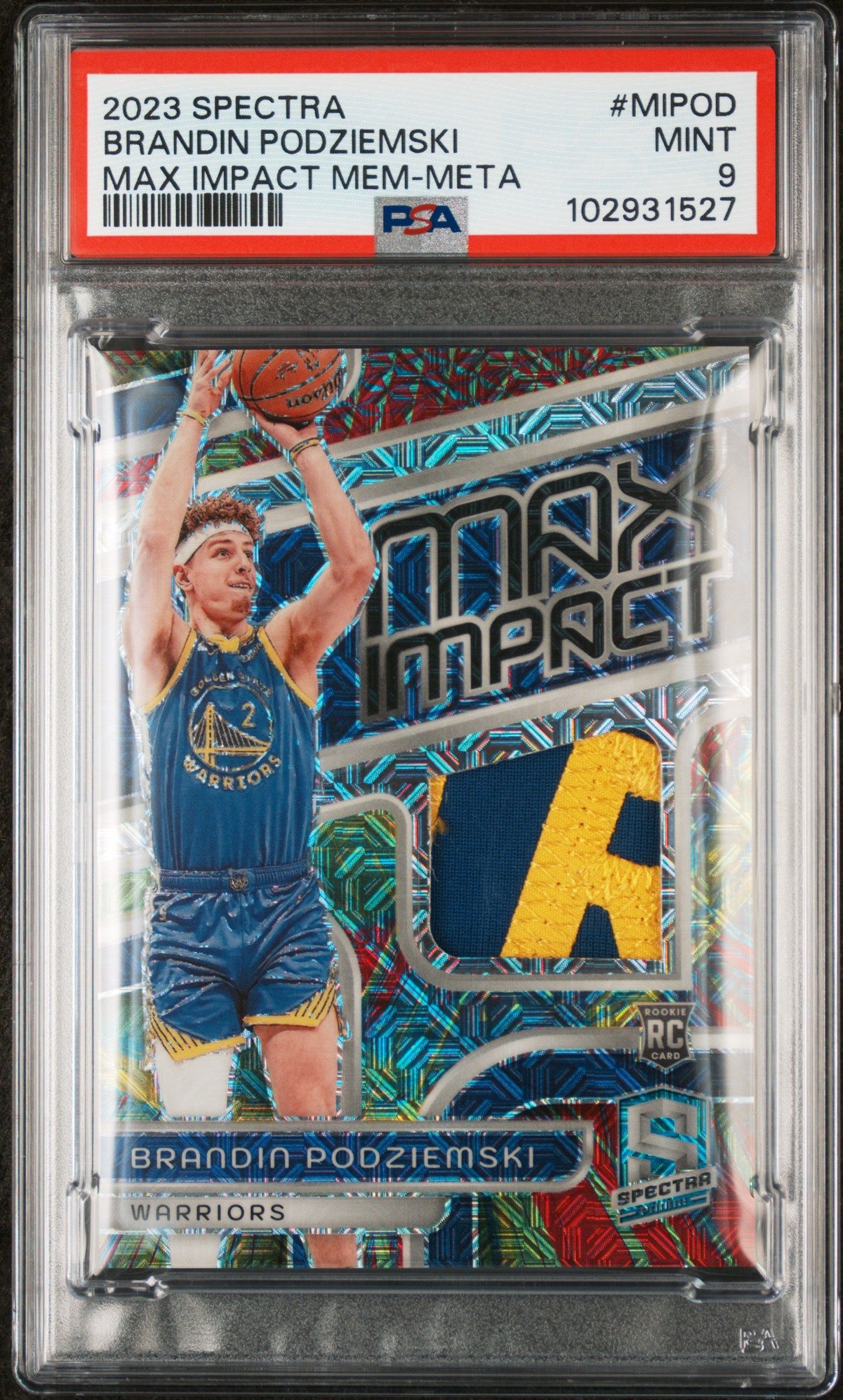 2023-24 Panini Spectra Brandin Podziemski #MI-POD Max Impact Meta #/25 PSA 9 Golden State Warriors