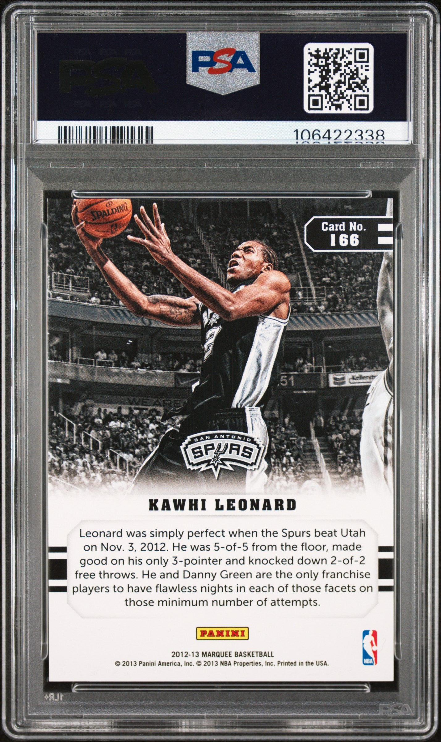 2012-13 Panini Marquee Kawhi Leonard #166 PSA 8 San Antonio Spurs